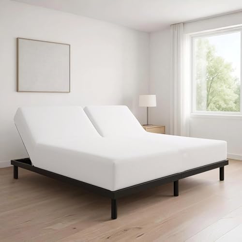 1 Piece Top Split King Fitted Sheet for Adjustable beds, 34" Split, White
