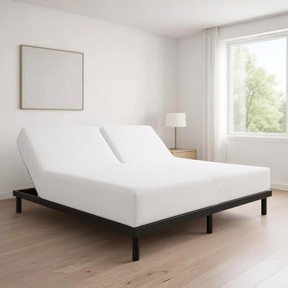 1 Piece Top Split King Fitted Sheet for Adjustable beds, 34" Split, White