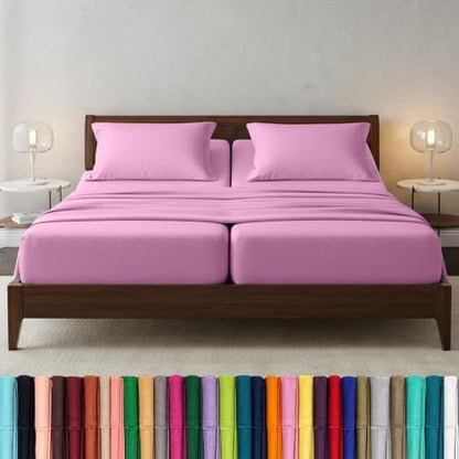 Elegant Comfort Luxury 1500 Premium Hotel Quality Microfiber 5-Piece Sheet Set - Wrinkle Resistant, All Around Elastic Fitted Sheet, Deep Pocket up to 16", Split King, Light Pink