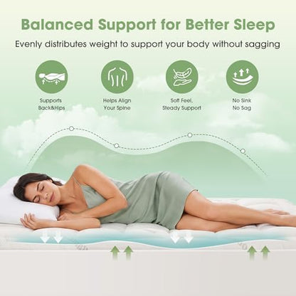 Mattress Pad King Size, Cooling Pillow Top Mattress Topper, Ultra Soft Viscose Made from Bamboo, Breathable for Hot Sleepers, Deep Pocket 8"-20", White