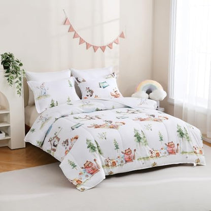 Yibeizi Camper Animal Print Comforter Set Full Woodland Bedding