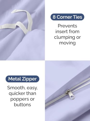 Duvet Cover Oversized King - 3 Piece with Zipper Closure - Lavender