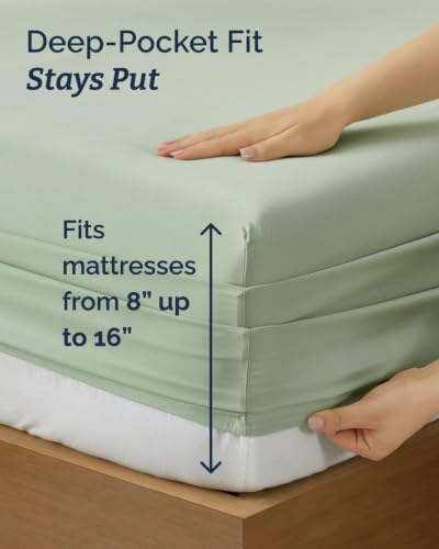 Twin 4 Piece Bed Sheet Set - Soft, Breathable & Cooling Sheets - Eucalyptus