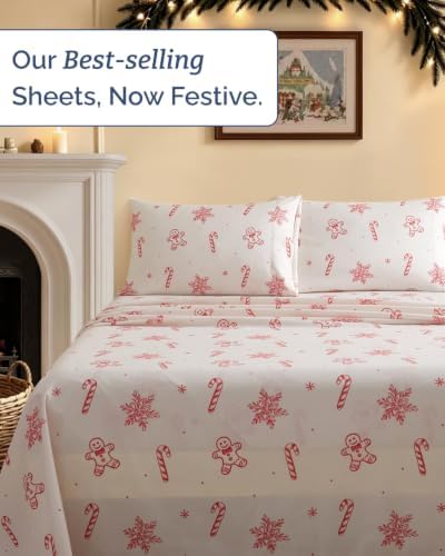 Christmas Sheet Set, Holiday Sweets, Holiday Xmas Bedding Set - Queen Size