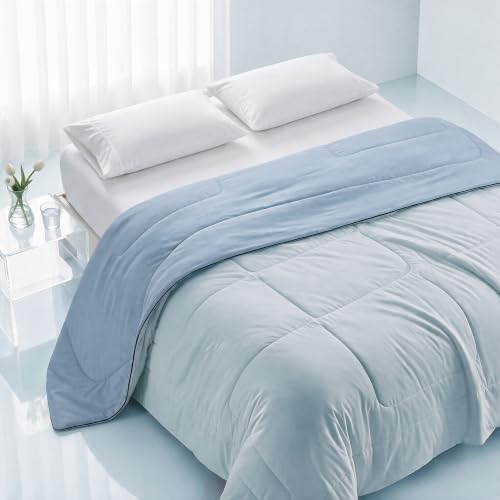 Madison Park Breathable Cooling Comforter Full/Queen, Light Blue, 90x90