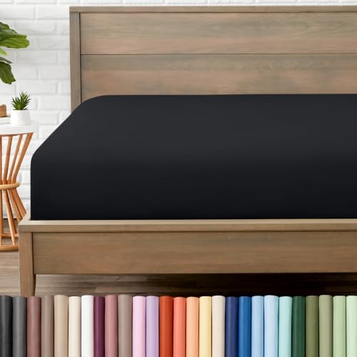 Bare Home Twin Fitted Sheet - 1800 Ultra-Soft (Twin, Black)