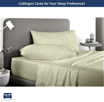 Cottingon 5 PC Split King Sheets Fits 16" Deep, Egyptian Cotton, Ivory
