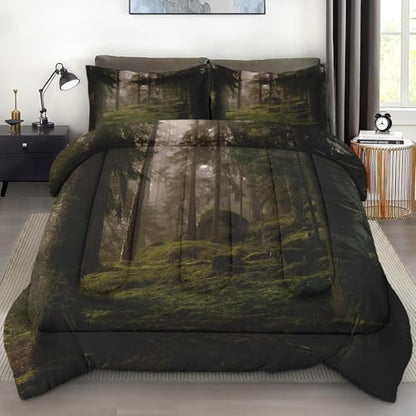 Pamnest Comforter Set King Size, Tree Forest Soft 3 Pcs Bedding for Kids and Adults, Mystic Comforter Set with 2 Pillowcases, for Bedroom Bed Decor