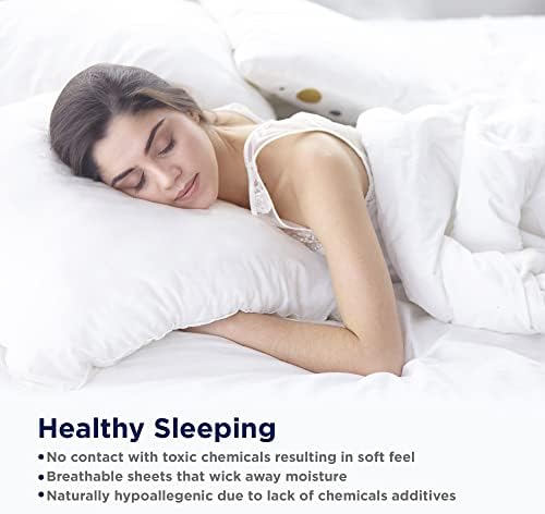 LANE LINEN Twin XL Bed Sheets 100% Organic Cotton 3pc Percale - Polka Dot