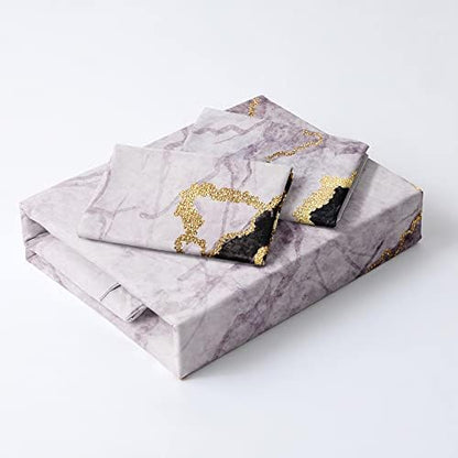 Pink Marble Duvet Cover Set Twin Size Sequin Gold Bedding Comforter Covers with 2 Pillow Shams Girls Decor Bedroom Bed Set Breathable Durable Soft Comfy