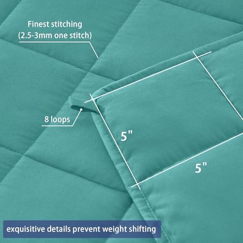yescool Weighted Blanket for Adults 20lbs Twin Size, 48" x 72", Teal