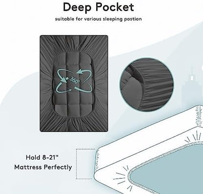 SameBed Mattress Topper Twin,Extra Thick Mattress Pad Cover for Back Pain,Cooling Mattress Protector with 8-21 Inch Deep Pocket,Overfilled Down Alternative Filling,Grey
