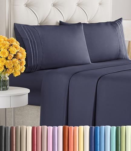 Full Size 4 Piece Sheet Set - Ultra Soft & Cooling Sheets - Deep Slate Blue
