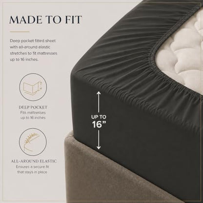 100% Egyptian Cotton Queen Sheet Set 6 Piece, Bed Sheets Set, Dark gray