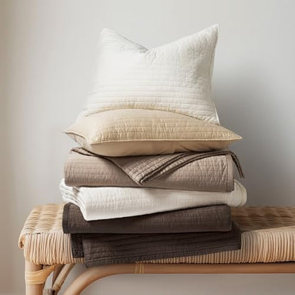 EVERGRACEHOME Cotton Sateen Quilt Set, Oversized Cal King, Stone Taupe