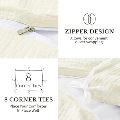 MEISHANG Muslin Duvet Cover King Size - 100% Organic Cotton