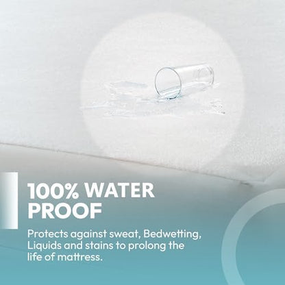 PlushDeluxe California King Premium Mattress Encasement - Zippered Waterproof, Bedbug Proof Design, 6-Sided Protection - Hypoallergenic Cotton Terry Fabric 12-15" Depth