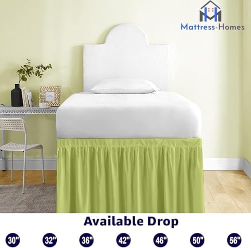 Mattress-Homes Ruffled Dorm Bed Skirt, Twin XL, 46-Inch Drop, Tailored with Split Corners, Sage Dust Ruffle for Lofted College Beds, Twin Extra Long Dorm Bedding Essential