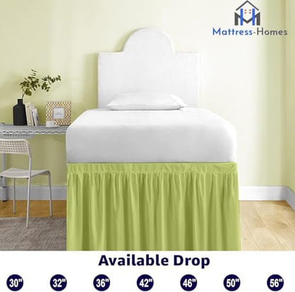 Mattress-Homes Ruffled Dorm Bed Skirt, Twin XL, 46-Inch Drop, Tailored with Split Corners, Sage Dust Ruffle for Lofted College Beds, Twin Extra Long Dorm Bedding Essential