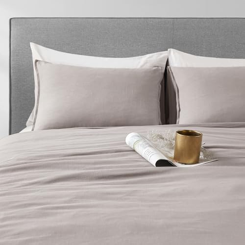 DAPU Linen Duvet Cover Set - French Linen Cotton Blend Natural Flax Soft Breathable Bedding 3 Pcs Set - 1 Duvet Cover 2 Pillowcases (Gray, King)