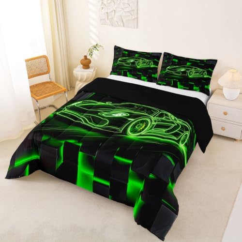 Feelyou Race Car Comforter Set King Size Bedding Set Breathable Soft