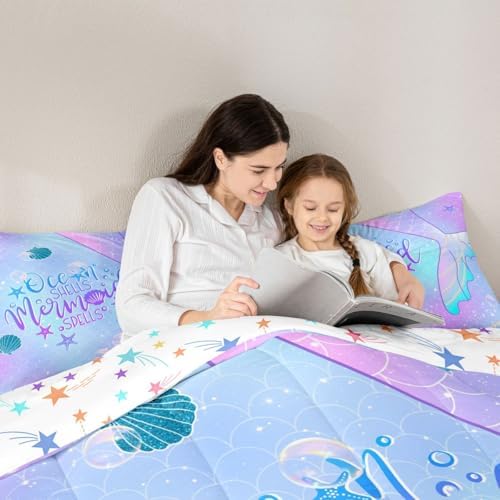 Feelyou Mermaid Bedding Set Twin Size Bedding Set for Kids