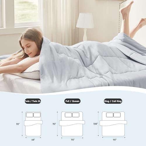 SameBed Cooling Comforter Twin/Twin XL Size, Summer Blanket for Hot Sleepers, Lightweight Comforter for Night Sweats, Double-Sided Breathable Cooling Beddings (Light Grey, 68"*80")