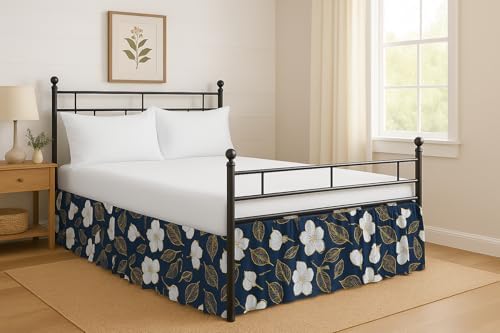 Mattress-Homes Printed Ruffled Bed Skirt Split Corners with Platform Tailored Fit Wrinkle Free Ultra-Soft Microfiber Dust Ruffle King 18" Drop Tulip Rose