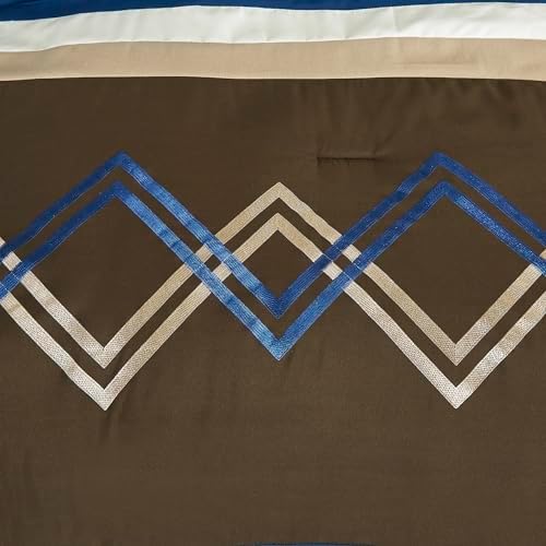 Chezmoi Collection 7-Piece Zigzag Embroidered Comforter Set, Full Size