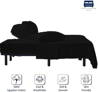 4 Piece Flex Head King Sheet Set 34" Top, 100% Egyptian Cotton, Black