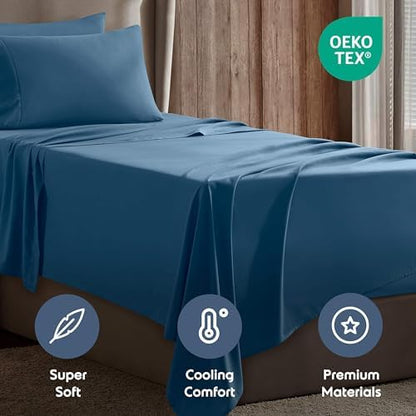 Nestl Twin XL Sheet Set - Bed Sheets - Blue Heaven - 3-Piece Deep Pocket