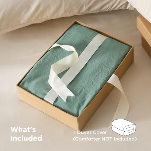 Bedsure Prewashed Duvet Cover Only, Cotton-Like Feel, Sage Green, Queen
