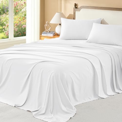 Litanika White Super King Comforter Set with Sheets, 7 Pieces Boho Bed Set