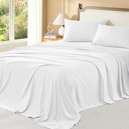 Litanika White King Comforter Set with Sheets, 7 Pieces Boho Bed in a Bag