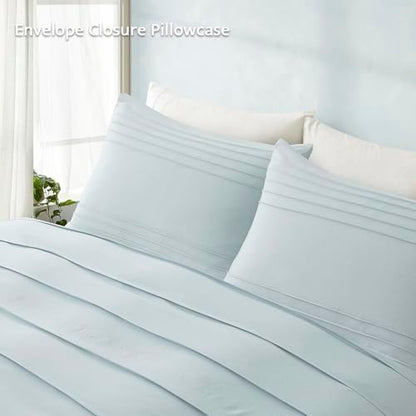 Oli Anderson 3PCS Pleated Duvet Cover Set, Cornflower Blue, King