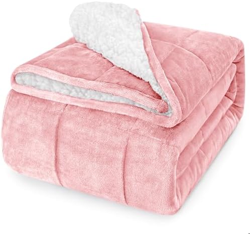 yescool Weighted Blanket for Adults (15 lbs, 60" x 80", Hot Pink) Heavy Blanket for Sleeping Perfect for 140-160 lbs, Queen Size Breathable Blanket with Premium Glass Bead, Machine Washable