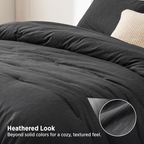 Bedsure Charcoal Cal King Comforter Set, Soft Cationic Dyed Bed Set 3 Pcs