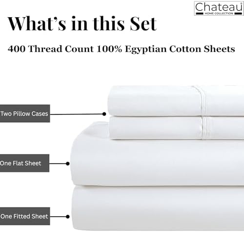 California King Size Sheets Set, 400 TC California King Sheet Sets -White