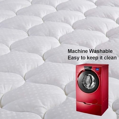 LEISURE TOWN Cotton Twin Mattress Pad Fitted Quilted Mattress Cover,White