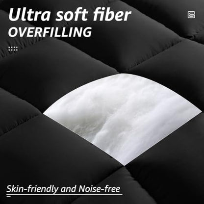 HYLEORY All Season Full Size Bed Comforter - Cooling Down Alternative Quilted Duvet Insert with Corner Tabs - Winter Warm - Machine Washable - Black