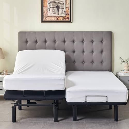 Kingnex Waterproof Split Cal King Mattress Protector for Adjustable Bed