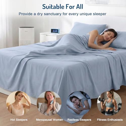 Coolmax® Cooling Sheets for Hot Sleepers, King Size, Light Blue