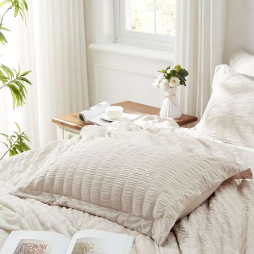Zzlpp Twin Comforter Set 5 Piece, Beige Bed in a Bag Twin Size Bedding Sets