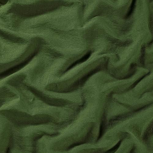 Sijo Stone Washed Organic French Linen Bed Sheet Set, GOTS Certified Organic, Best Cooling Linen Sheet Award by Sleep Foundation, 1 Flat Sheet Only (Forest, Full/Queen)