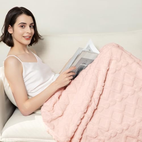 Aganear Fleece Throw Blanket for Bed Couch 90"x90" Pink
