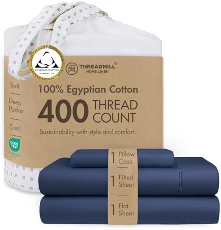 Threadmill 400 Thread Count Egyptian Cotton Twin XL Sheet Set, Sateen