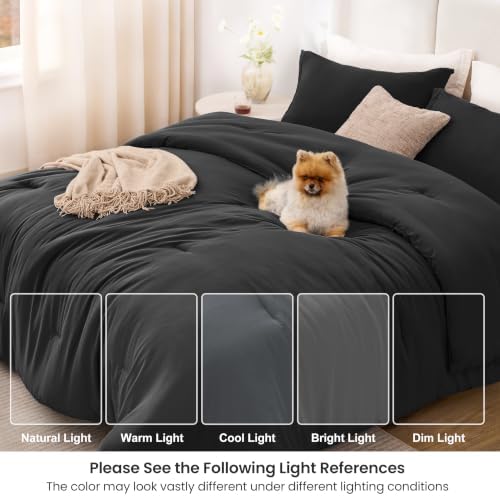 Love's cabin Black Full Comforter Set, 3-Piece Prewashed Bed Set