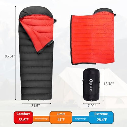 Down Sleeping Bag for Adults, 620 Fill Power Backpacking