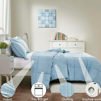 HIG 3pc Blue Twin/Twin XL Bedding Comforter Set Duvet Insert Blanket