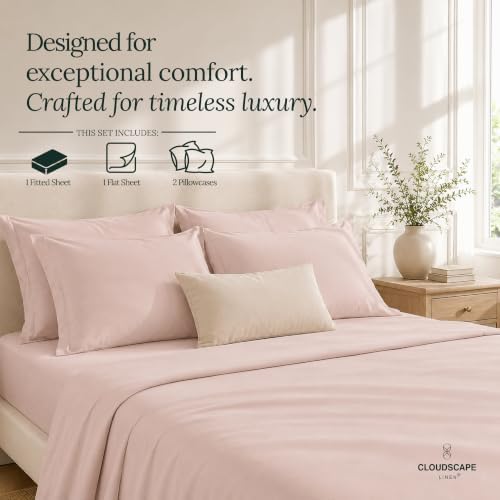Cloud Scape Millennium Series Egyptian Cotton Sheets King Size, Sepia Rose